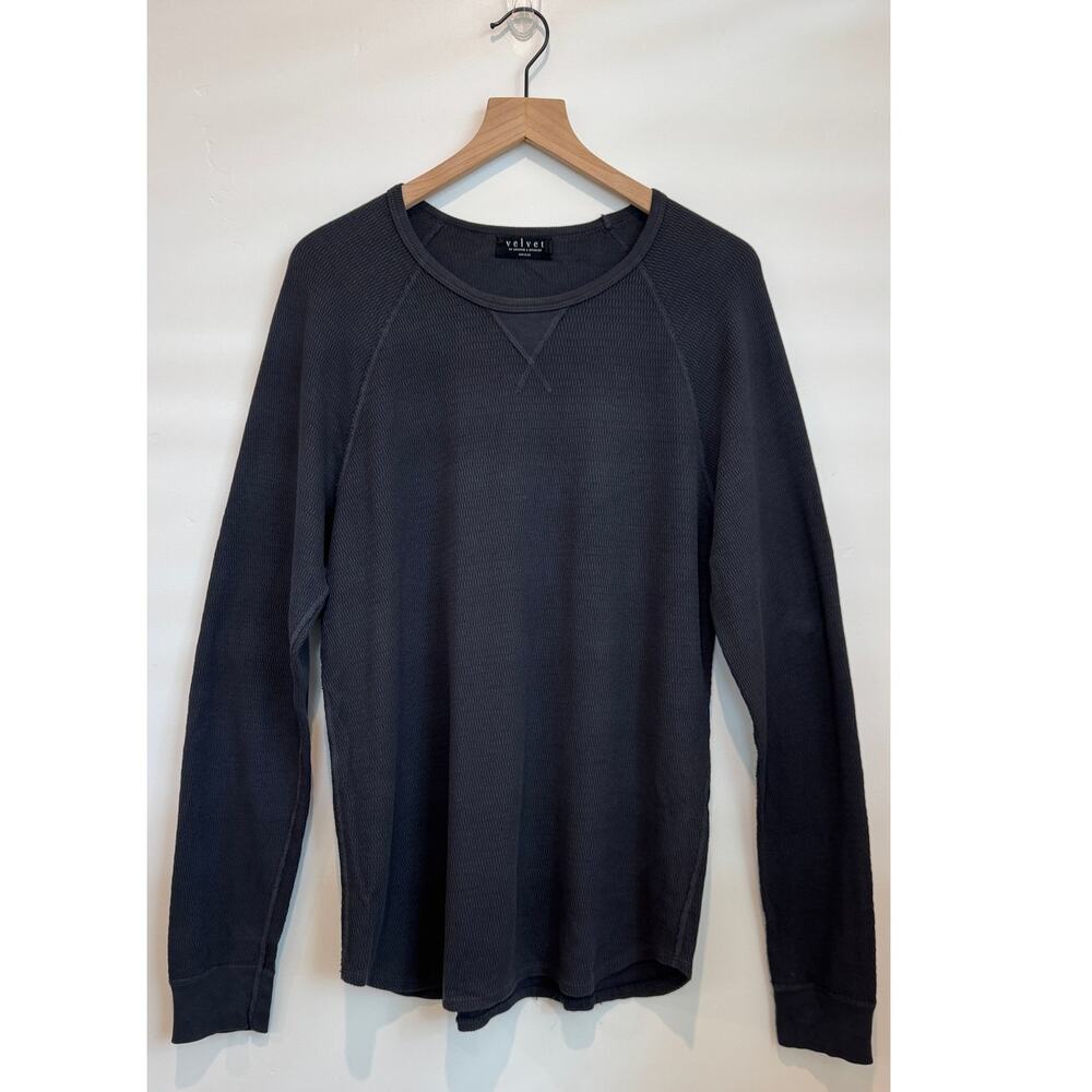 Velvet by Graham & Spencer Men’s Dark Gray Waffle Knit Thermal Size Large